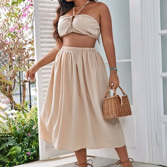 Shein Neutral boho 2 piece skirt co-ord set 💛 - Picture 7 of 16